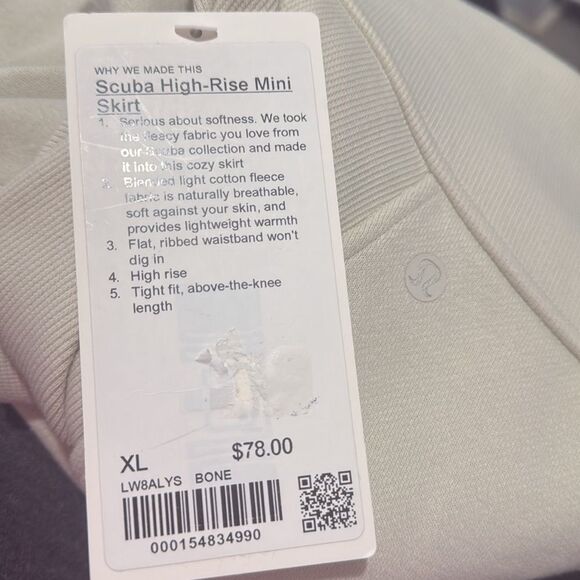 NWT LuLuLemon Scuba High Rise Mini Skirt Bone Extra Large - Picture 4 of 12